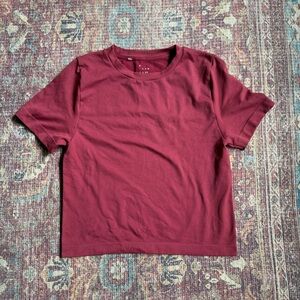 A New Day Spandex Women’s Large Crop Burgundy Short Sleeve T-Shirt